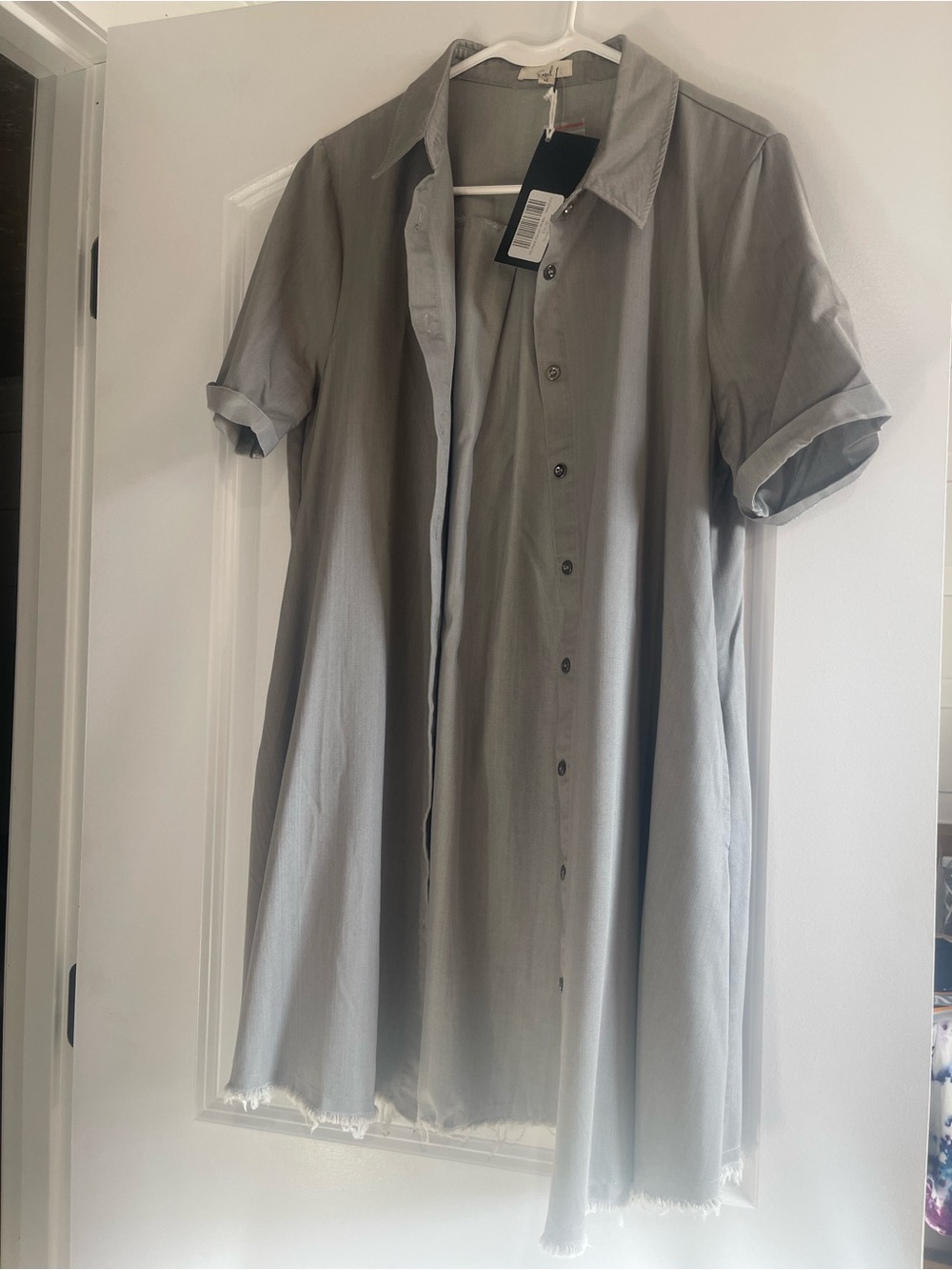 Trend denim gray dress with pockets